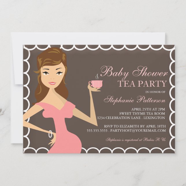 Süßes Mama-Baby-Duschen-Tee-Party Einladungs-Rosa Einladung (Vorderseite)