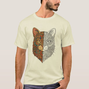 Süßes Mandala-künstlerisches florales Katzen-Gesic T-Shirt