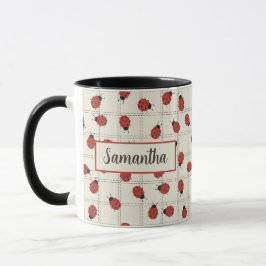 Süßes Marienkäfermuster & Benutzerdefinierter Name Tasse