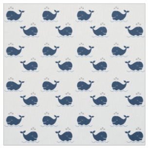 Süßes marineblau-weißes Wal-Muster Stoff