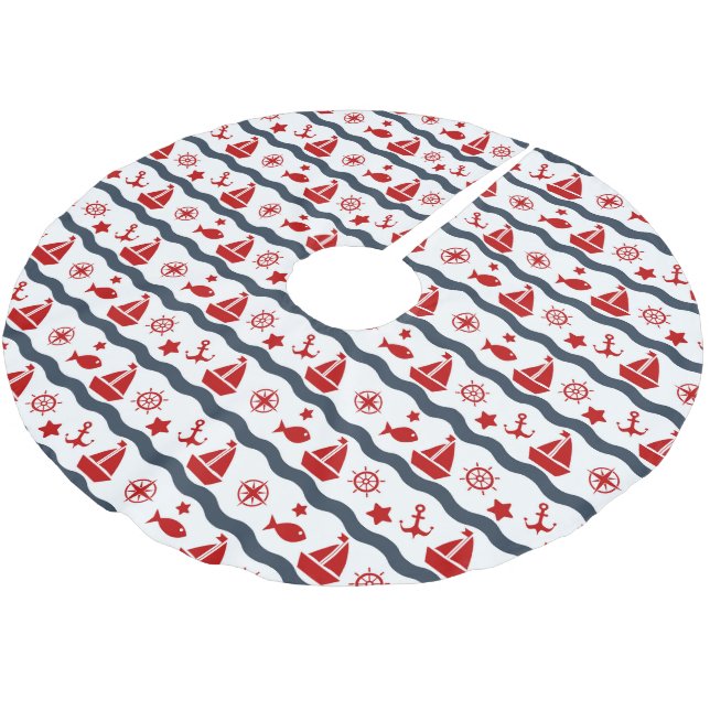 Süßes maritimes Muster Polyester Weihnachtsbaumdecke (Schrägansicht)