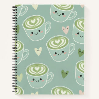 Süßes Matcha-Latte Pastellgrün Spiralnotizbuch Notizbuch
