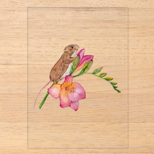 Süßes Maus-Wasserfarben-Blumendesign Freesien-Bl Acryleinladungen