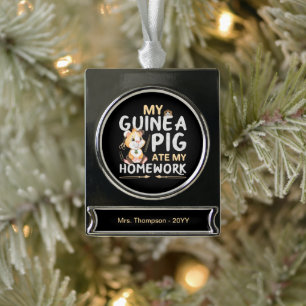 Süßes Meerschweinchen hat meine Hausaufgaben gefre Banner-Ornament Silber