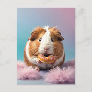 Süßes Meerschweinchen mit Donut-Pastellverlauf Postkarte