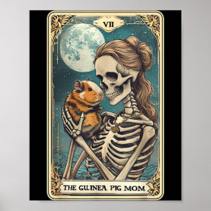 Süßes Meerschweinchenskelett-Mutter-Tarotkartenbes Poster