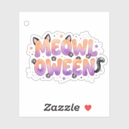 Süßes Meowlloween-Schwarzkatzen-Pun Halloween-Stic Aufkleber