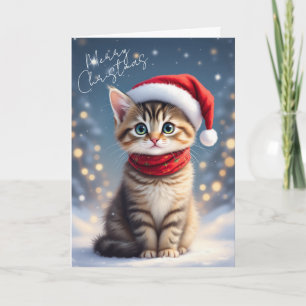 Süßes Miauw-veloses Weihnachts-Kätzchen-Kunstwerk Karte