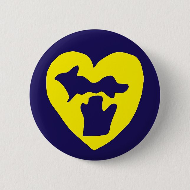 Süßes Michigan Pride Herz Button (Vorderseite)