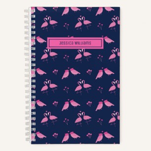 Süßes minimalistisches rosa Flamingo-Liebesvögel-M Notizbuch