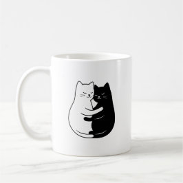 Süßes minimalistisches Schwarz-Weiß-Katze-Liebe-De Kaffeetasse