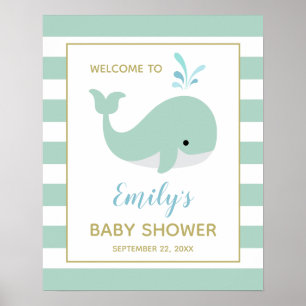 Süßes mintgrünes Willkommensschild für Baby-Shower Poster