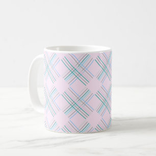 Süßes modernes Baby-Rosa-Tartan-Muster Kaffeetasse