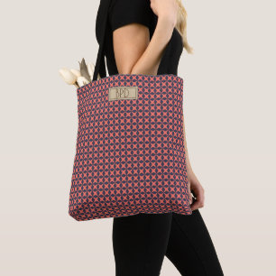 Süßes modernes Monogramm-Muster Trend Blau Koralle Tasche