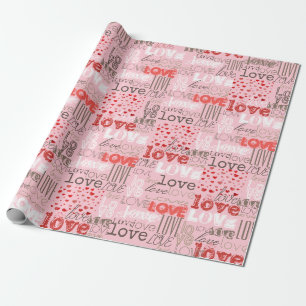 Süßes modernes rosa Liebesherzmuster Geschenkpapier