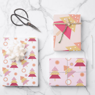 Süßes modernes rosa Urlaubs- Geschenkpapier Set