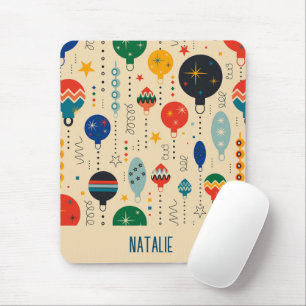 Süßes Monogramm Retro-Ornamentmuster in Beige Mousepad