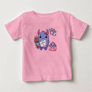 Süßes Monster Valentinstag Baby T-shirt