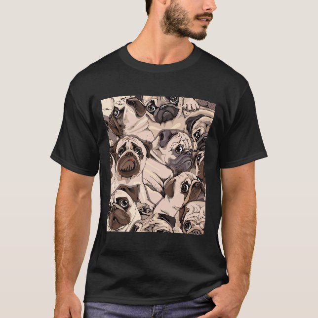 süßes Mops-Hund-Muster 320 T-Shirt (Vorderseite)