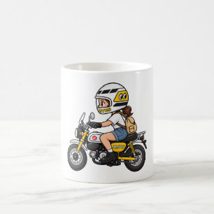 Süßes Motorrad Mädchen – Cartoon auf gelbem Mini-M Kaffeetasse