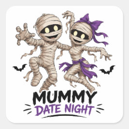 Süßes Mumien-Pärchen Date-Night Quadratischer Aufkleber