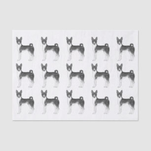 Süßes Muster eines Basenji-Hundes in Schwarzweiß Seidenpapier
