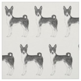 Süßes Muster eines Basenji-Hundes in Schwarzweiß Stoff