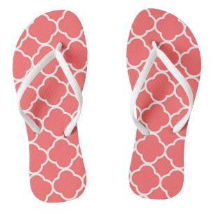 Süßes Muster Stylisches Mädchen Sommer Spaß Korall Flip Flops