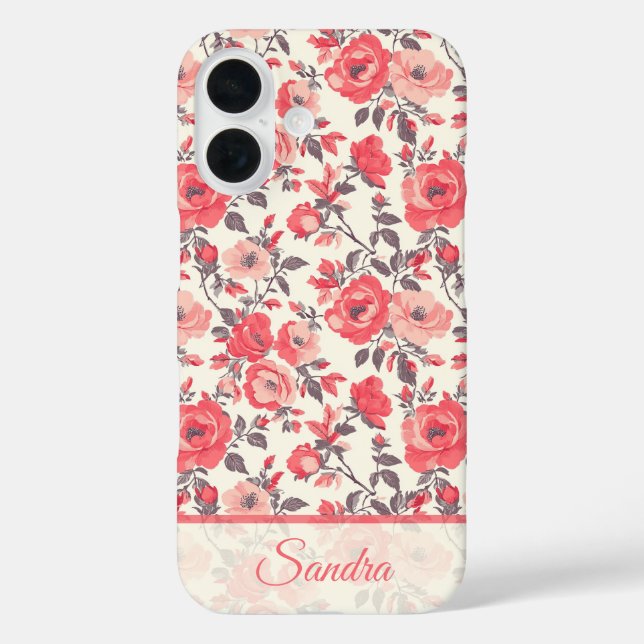 Süßes Muttergeschenk Rosenblumen Name iPhone 16 Hülle (Rückseite)