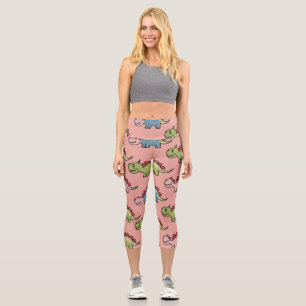 Süßes nahtloses Dinosaurier-Muster Capri Leggings