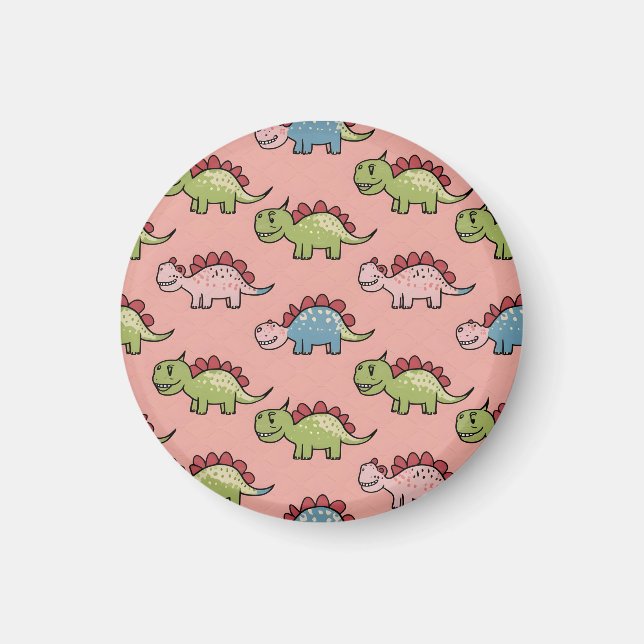 Süßes nahtloses Dinosaurier-Muster Magnet (Vorne)