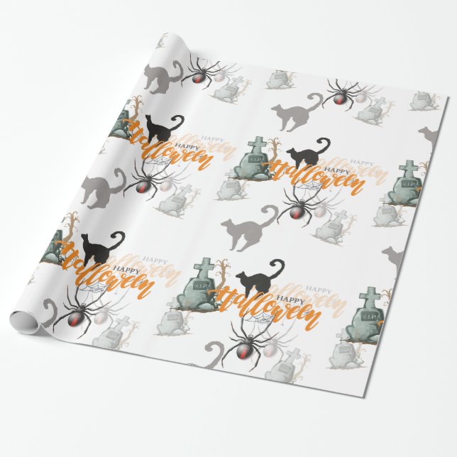 Süßes nahtloses Halloween-Muster Geschenkpapier (Ungerollt)