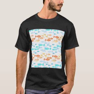 Süßes nahtloses Muster mit farbenfrohen Fischen T-Shirt