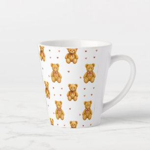 Süßes nahtloses Teddybär- und Herz-Muster Milchtasse