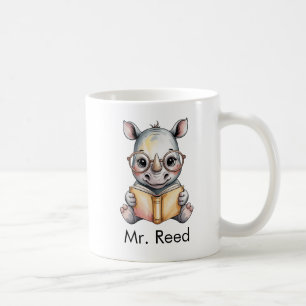 Süßes Nashorn liest ein Buch Custom Kaffeetasse