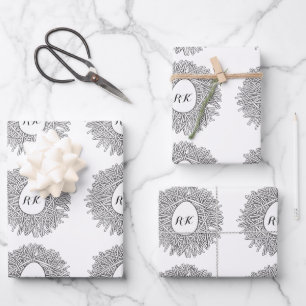 Süßes Nest & Ei - Personalisierte Initialen & Name Geschenkpapier Set