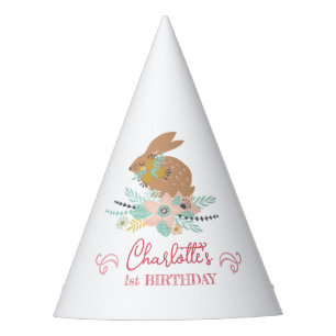 Süßes niedliches Bunny Kaninchen Tier 1. Geburtsta Partyhütchen