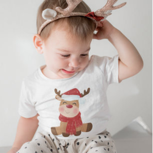Süßes niedliches frohes Weihnachts-Rentier Baby T-shirt