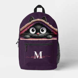 Süßes niedliches Kätzchen individuelles Monogramm Bedruckter Rucksack