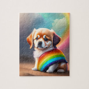 Süßes Niedliches Kleinkind mit Regenbogen