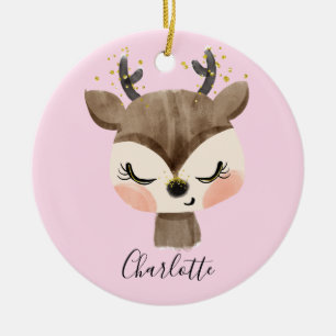 Süßes, niedliches und girlyhaftes pastellrosa Baby Keramik Ornament