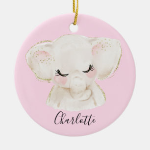 Süßes, niedliches und girlyhaftes pastellrosa Baby Keramik Ornament