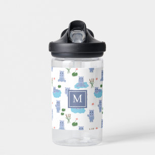 Süßes Nilpferd-Hippo-Monogramm Anfangsbuchstabe Ki Trinkflasche
