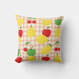 Süßes Obst-Gingham-Muster Kissen