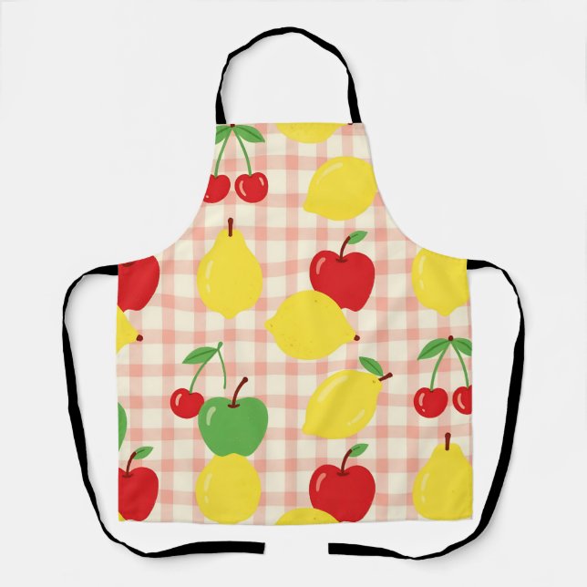 Süßes Obst-Gingham-Muster Schürze (Vorderseite)