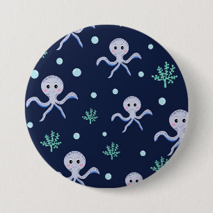 Süßes Octopus-Muster Button