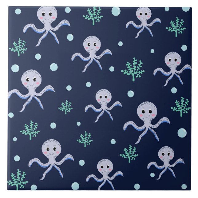 Süßes Octopus-Muster Fliese (Vorderseite)