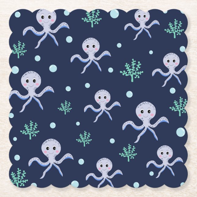 Süßes Octopus-Muster Untersetzer (Vorderseite)