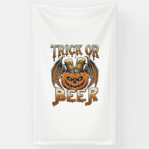 Süßes oder Bier Halloween-Kürbis-Skelett-Flügel-Ta Banner