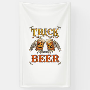 Süßes oder Bier Halloween-Kürbis-Tasse Skeletthänd Banner